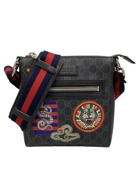Gucci Shoulder Bag Night Courier GG Supreme Dark Gray Multi Leather